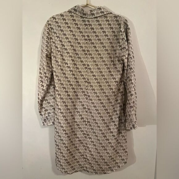 Sheridan French Elephant Print Beige Shirt Dress - Picture 6 of 6